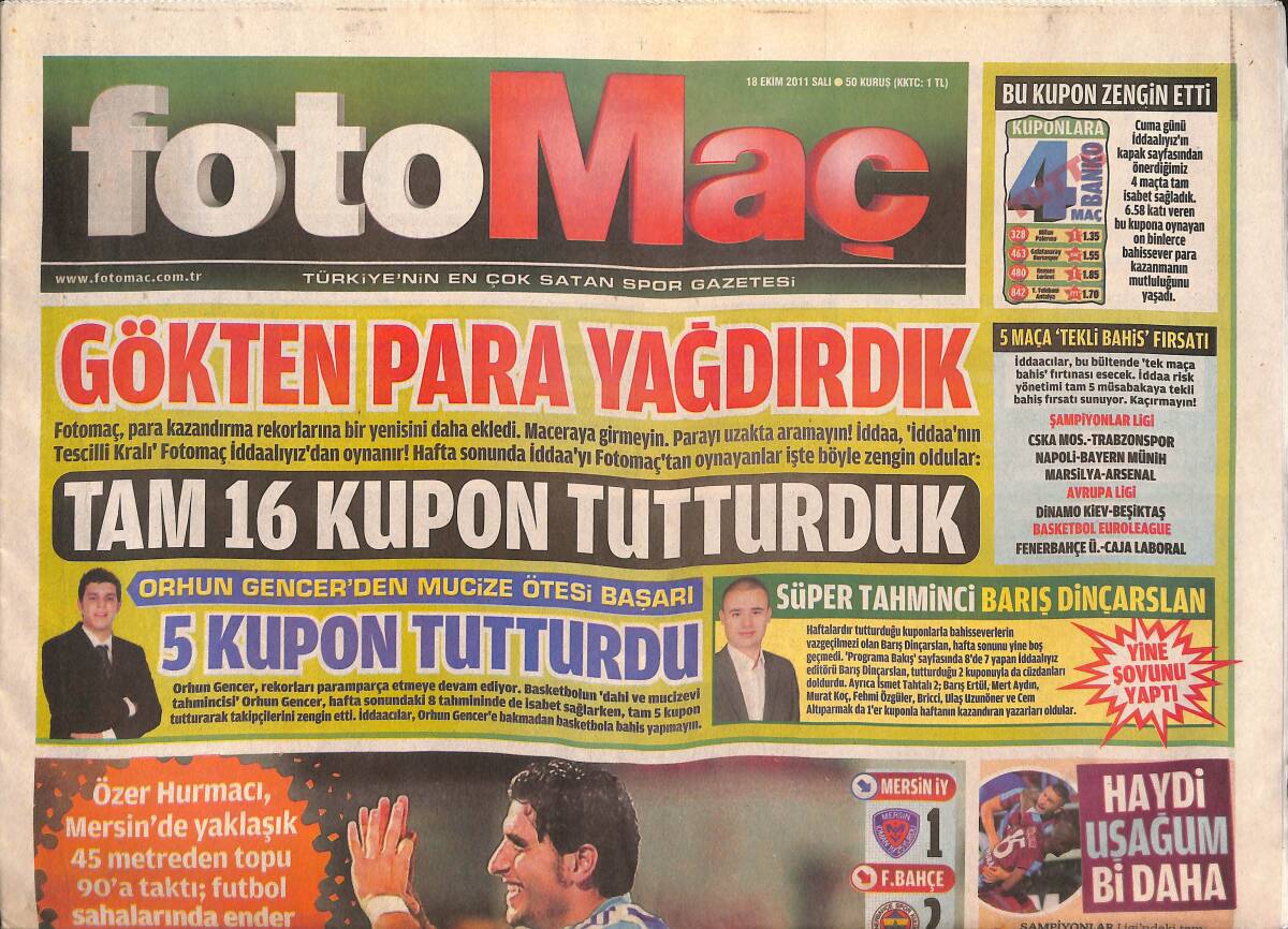 Fotomaç Gazetesi 18 Ekim 2011 - Drogba'nın Aklı Galatasaray'da - Demirören'den Denizli'ye Teklif GZ134881 - 1