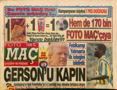 Fotomaç Gazetesi 18 Haziran 1992 - Rıdvan Dilmen Ticaret Olayım Bitmiştir - Vokri UEFAya Gidiyor GZ126369 - 1