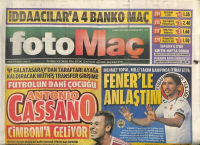 Fotomaç Gazetesi 27 Mayıs 2012 - Mehmet Topal , Milli Takım Kampında İtiraf Etti Fenerle Anlaştım GZ124803 - 1
