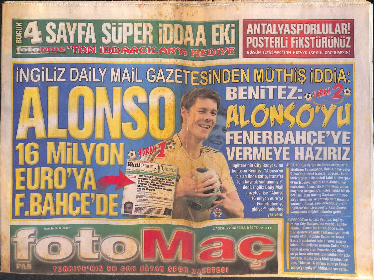 Fotomaç Gazetesi 3 Ağustos 2008 - Trabzonspor Buldozer Gibi - Alparslan Galatasaray'da GZ134841 - 1