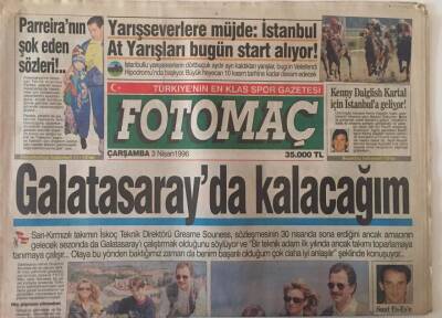 Fotomaç Gazetesi 3 Nisan 1996 - Sarı - Kırmızılı Takımın İskoç Teknik Direktörü Greane Souness Galatasarayda Kalmak İstiyorum Dedi GZ26318 - 1