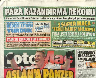 Fotomaç Gazetesi 30 Nisan 2013 - Aslana Panzer, Yer Gök Sarı Lacivert GZ107615 - 1