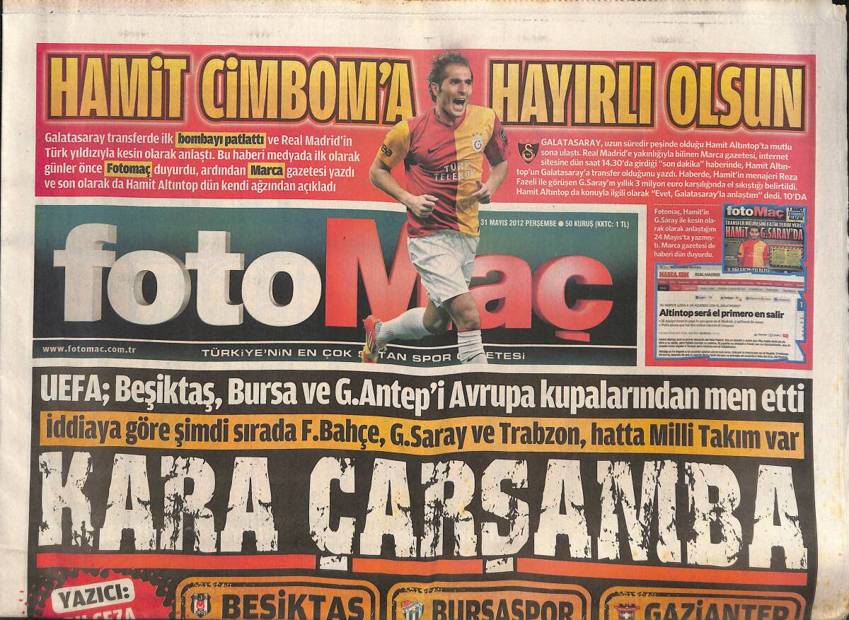 Fotomaç Gazetesi 31 Mayıs 2012 - Aziz Yıldırım Hastaneye Yatırıldı - Hamit Altıntop Cimbom'a Hayırlı Olsun GZ136785 - 1