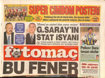 Fotomaç Gazetesi 5 Eylül 2003 - Christoph Daum, Dolni Dabnik, Volkan Arslan, Cimbom İsyanda GZ126458 - 1