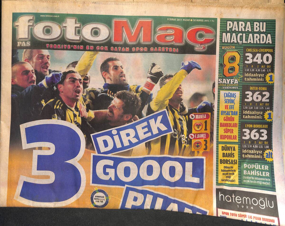 Fotomaç Gazetesi 6 Şubat 2011 - Beşiktaş'ın Gölüne Hakem Faciası, Karabük Beşiktaş Maçı GZ134812 - 1