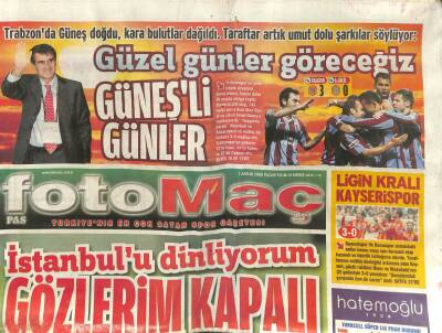 Fotomaç Gazetesi 7 Aralık 2009 - Trabzonda Güneş Doğdu Kara Bulutlar Dağıldı GZ107367 - 1