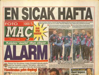 Fotomaç Gazetesi 7 Nisan 1992 - Venglos Nuriye Kaldı - Tanjudan Seferberlik GZ126520 - 1