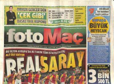 Fotomaç Gazetesi 7Mart 2012 - Fenerden Galatasaraya Ağır Taş GZ107371 - 1