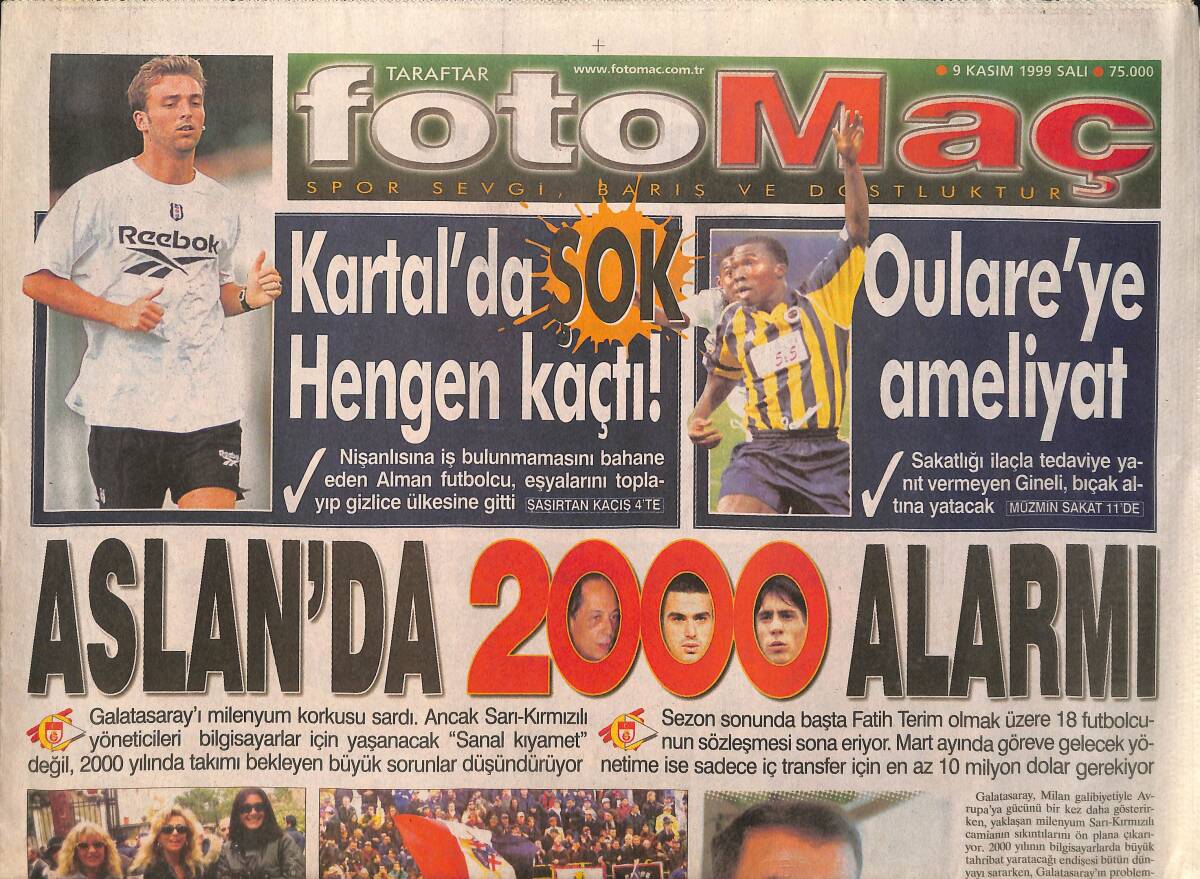 Fotomaç Gazetesi 9 Kasım 1999 - Galatasaray'da Borç Gırtlağı Aştı GZ158108 - 1