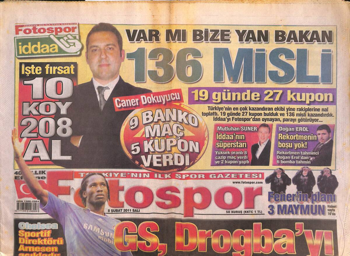 Fotospor Gazetesi 8 Şubat 2011 - GS , Drogba'yı Resmen İstedi - Beşiktaş'a Büyük Şok : Q7 Gidiyor GZ134807 - 1