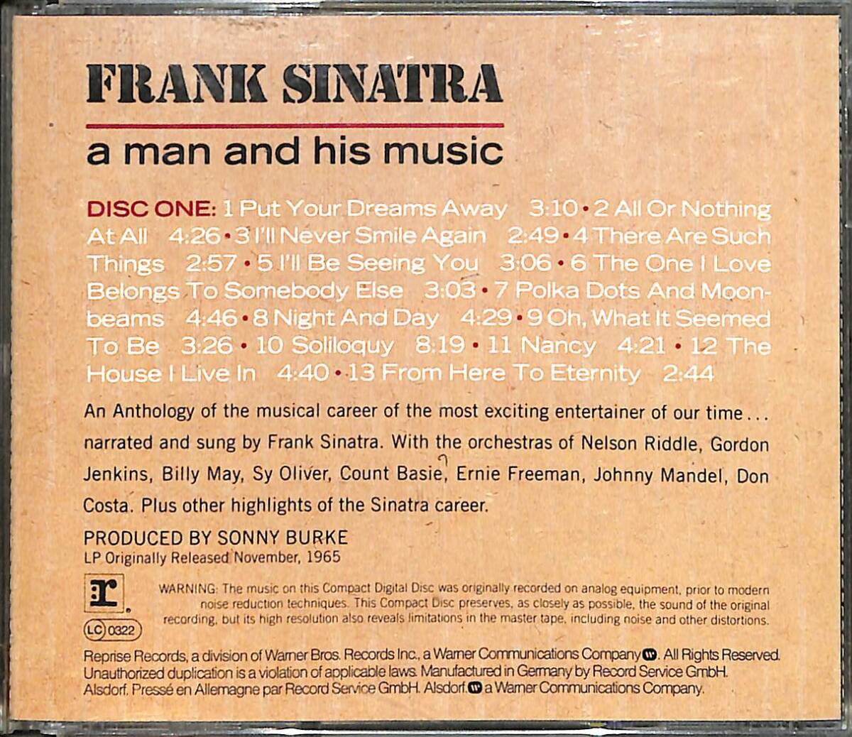 Frank Sinatra - A Man And His Music CD (İkinci El) CD4451 - 1
