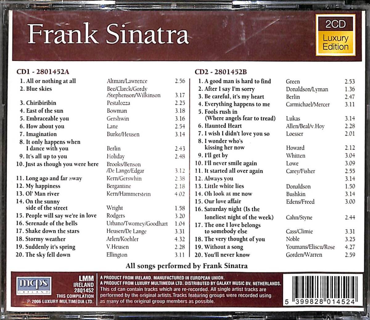 Frank Sinatra - Luxury Edition CD (İkinci El) CD5574 - 2