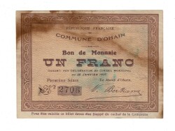 Fransa 1 Frank 1915 Bilet Para (Ohain) ÇÇT YKP8216 - 1