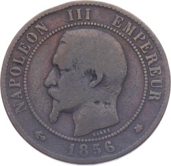Fransa 10 Centimes 1856 ' Napoleon III ' - Temiz YMP11213 - 3