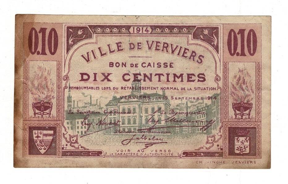 Fransa 10 Centimes 1914 *Verviers* ÇT YKP8251 - 1