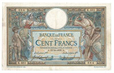 Fransa 100 Frank 1908 *Luc Olivier Merson* ÇT+ YKP1734 - 1