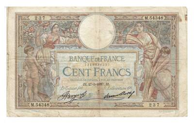 Fransa 100 Frank 1937 *Luc Olivier Merson* Temiz YKP1853 - 1