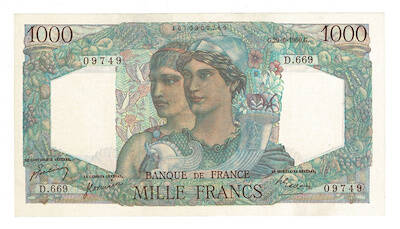 Fransa 1000 Francs 1950 - ÇİL YKP8541 - 1