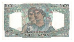 Fransa 1000 Frank 1950 ÇÇT+ YKP1729 - Gökçekoleksiyon