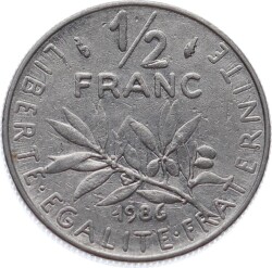 Fransa 1/2 Frank 1986 *Signature 