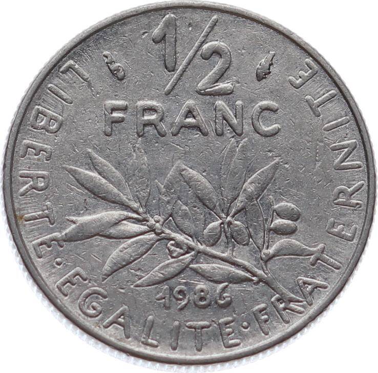 Fransa 1/2 Frank 1986 *Signature 