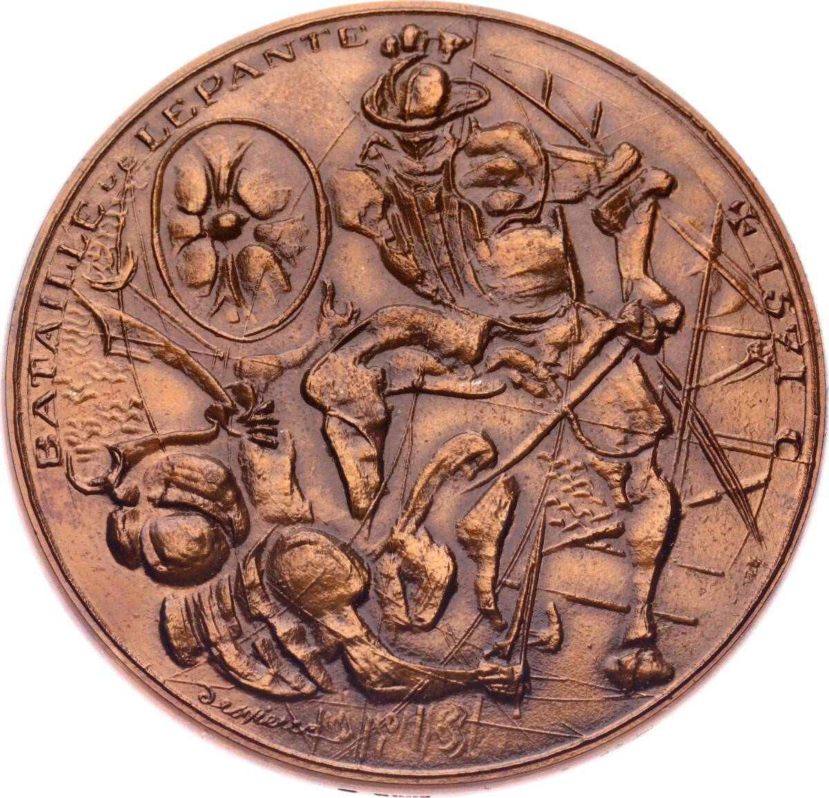 Fransa 1571 İnebahtı Deniz Muharebesi Bronz Madalyon MVM2068 - 1