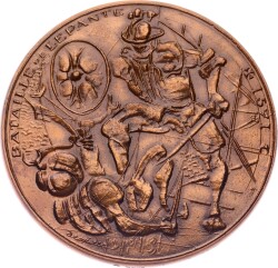 Fransa 1571 İnebahtı Deniz Muharebesi Bronz Madalyon MVM2068 - 4