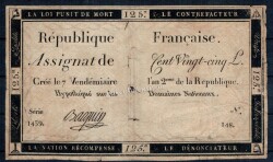 Fransa 1793 125 Livres ÇT *Büyük Boy* YKP1585 - Gökçekoleksiyon