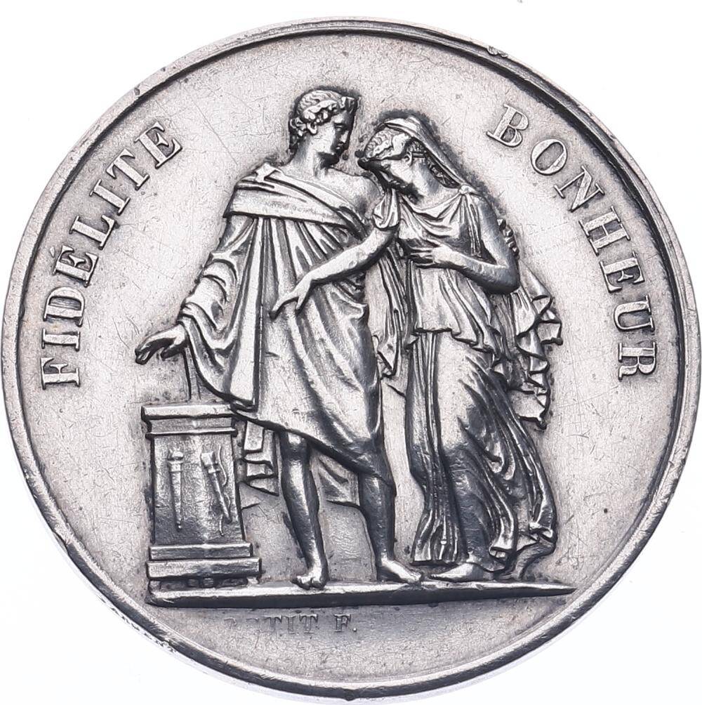 Fransa 18 Ekim 1881 Yılına Ait Gümüş Evlilik/Nişan Hatıra Madalyon MVM2137 #359 - 1