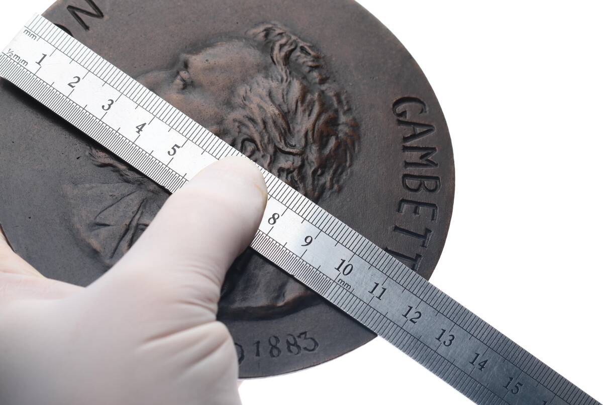  Fransa 1883 Yılı Leon Gambetta Büyük Boy Bronz Madalyon MVM2073 - 4