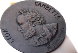  Fransa 1883 Yılı Leon Gambetta Büyük Boy Bronz Madalyon MVM2073 - 5