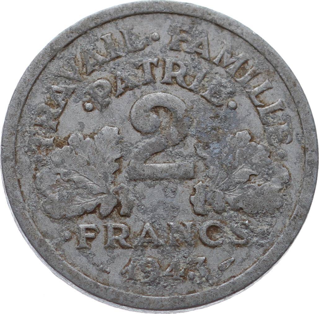 Fransa 2 Frank 1943 *Vichy French State* Temiz YMP11144 - 2