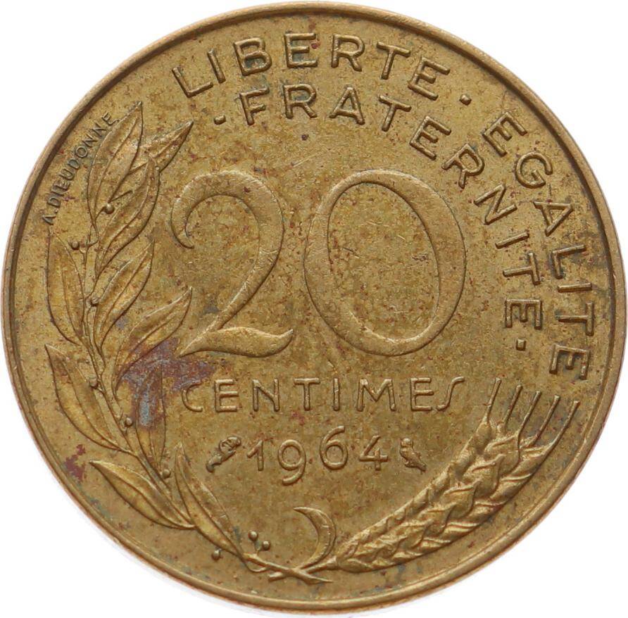 Fransa 20 Centimes 1964 ÇÇT YMP11143 - 2