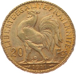 Fransa 20 Frank 1911 Altın ÇİL YMP10958 #660 - 2