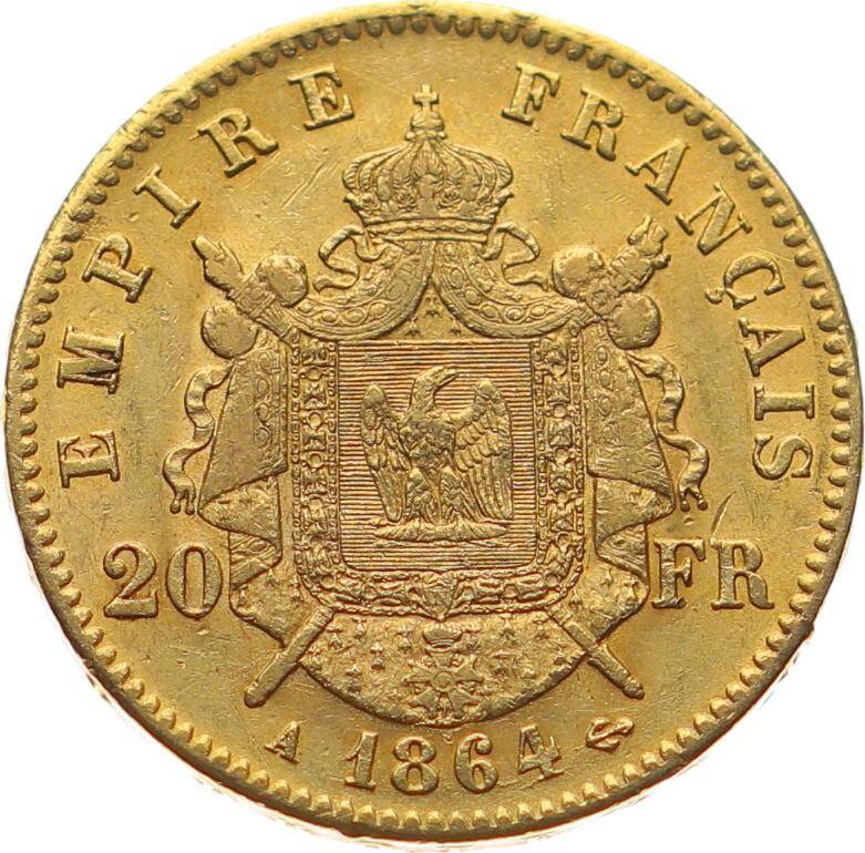 Fransa 20 Frank 1864 Altın *Napoleon III* ÇİL YMP10963 #673 - 2