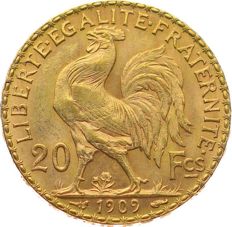 Fransa 20 Frank 1909 Altın ÇİL YMP10959 #660 - 2