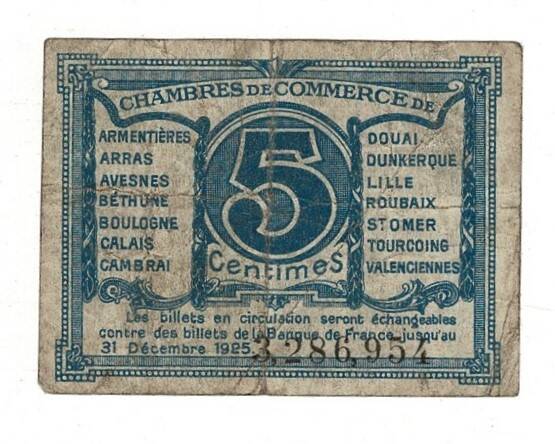 Fransa 5 Centimes 1925 Temiz *Pas de Calais* YKP8223 - 2