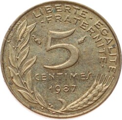 Fransa 5 Centimes 1987 ÇÇT YMP11155 - 2
