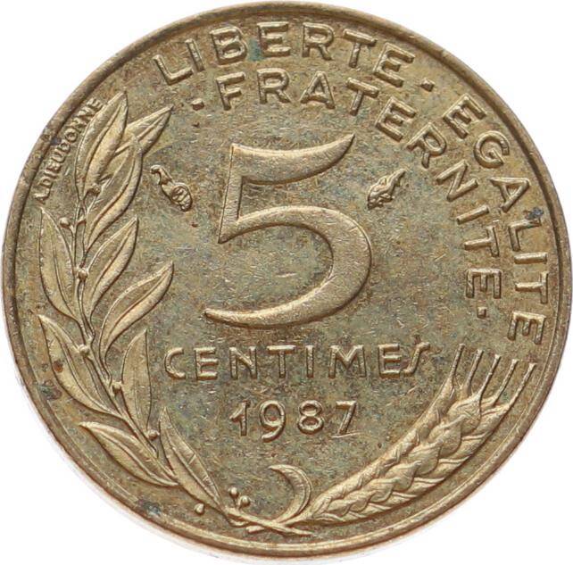 Fransa 5 Centimes 1987 ÇÇT YMP11155 - 2