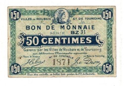 Fransa 50 Centimes 1914 *Roubaix et de Tourcoing* ÇT YKP8252 - 3