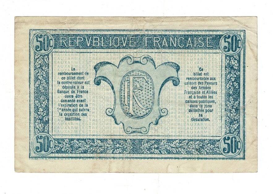 Fransa 50 Centimes 1917 *Askeri Para* ÇT+ YKP8250 - 2