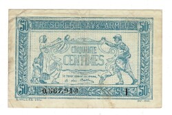 Fransa 50 Centimes 1917 *Askeri Para* ÇT+ YKP8250 - 3