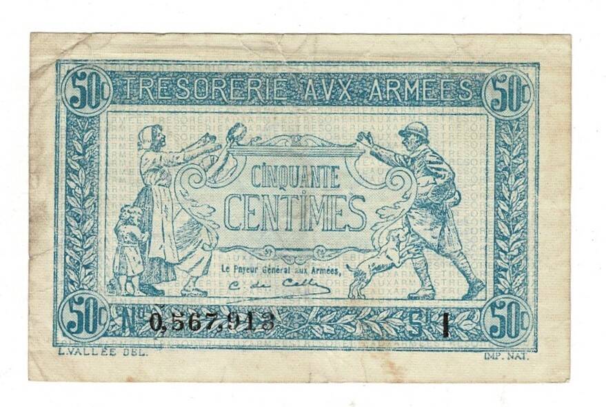 Fransa 50 Centimes 1917 *Askeri Para* ÇT+ YKP8250 - 3