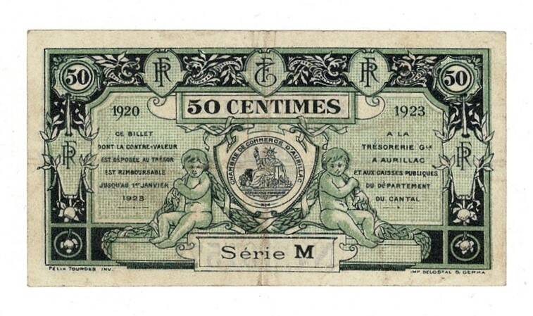 Fransa 50 Centimes 1920-1923 *Aurillac* ÇT+ YKP8256 - 1