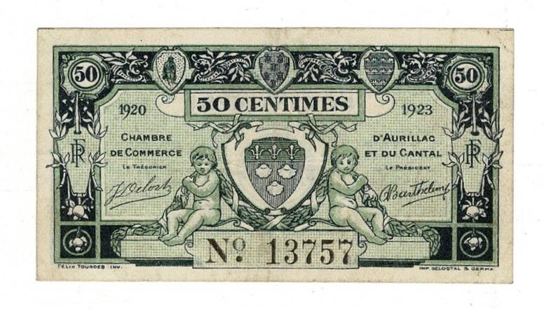 Fransa 50 Centimes 1920-1923 *Aurillac* ÇT+ YKP8256 - 2