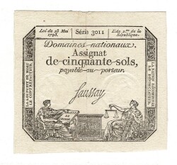 Fransa 50 Sols Assignat 1793 *Faussay* ÇÇT YKP8213 - 1