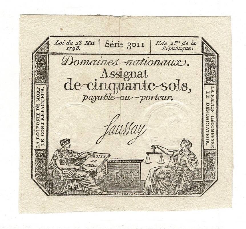 Fransa 50 Sols Assignat 1793 *Faussay* ÇÇT YKP8213 - 3