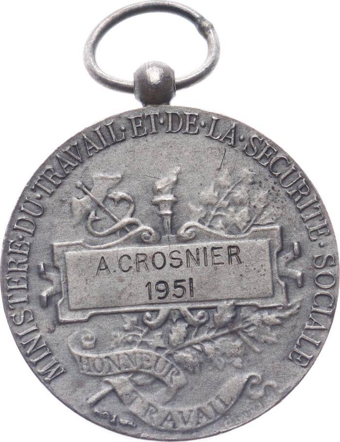  Fransa Çalışma Bakanlığı 1951 Yılı İşçi Şeref Madalyası Gümüş MVM2102 #135 - 2