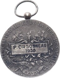  Fransa Çalışma Bakanlığı 1958 Yılı İşçi Şeref Madalyası Gümüş MVM2101 #135 - 2