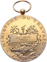  Fransa Çalışma Bakanlığı 1985 Yılı İşçi Şeref Madalyası Gümüş Üzeri Altın Kaplama MVM2104 #136 - 2